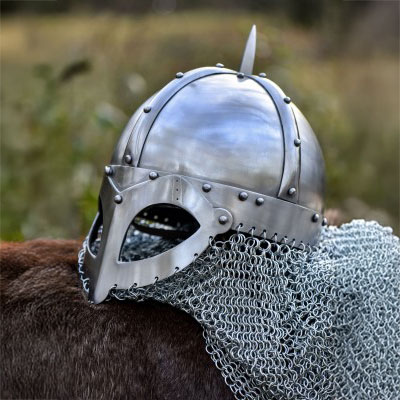 Wikinger Brillenhelm, mit Kettenbrünne, 2 mm Stahl