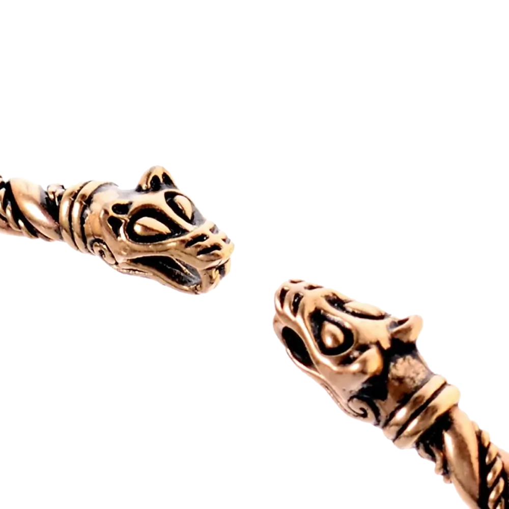 Torque-Halsring mit Wolfsköpfen, Bronze Torque-Halsring mit Wolfsköpfen, Bronze