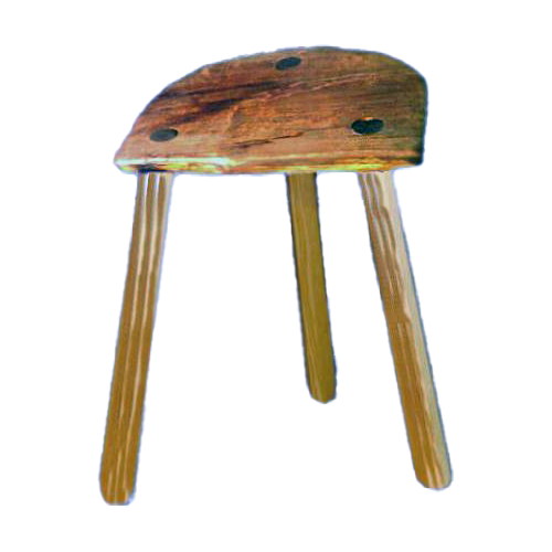 Dreibeinhocker aus Eiche mit Steckbeinen