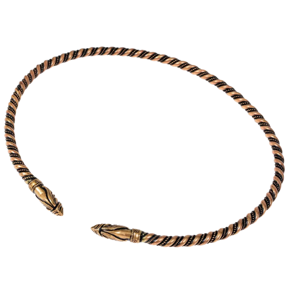 Wikinger-Torque, Halsring, mit kunstvollen Raben-Köpfen, Bronze Wikinger-Torque, Halsring, mit kunstvollen Raben-Köpfen, Bronze
