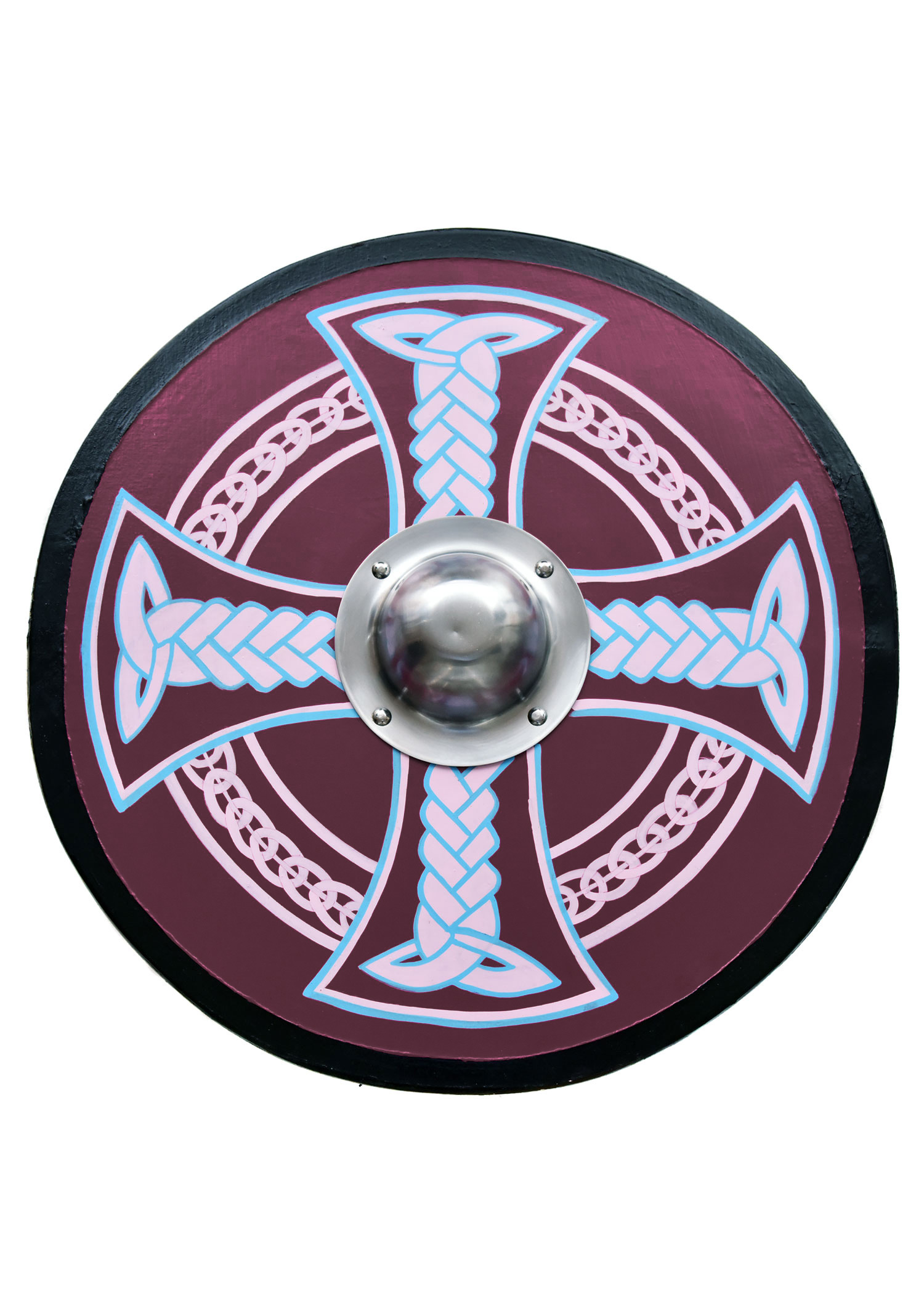 Wikingerschild mit Keltenkreuz-Motiv, handbemalt, 61 cm