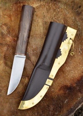 Wikinger Messer mit Walnussgriff und Lederscheide