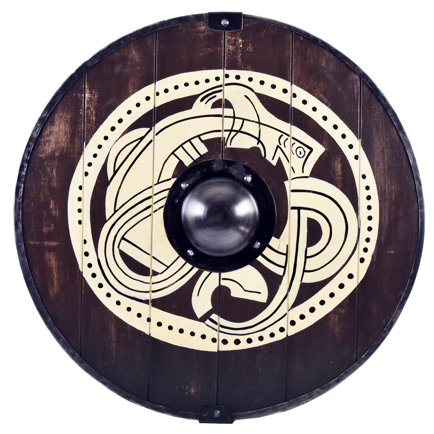 Wikingerschild mit Greiftier-Motiv, handbemalt, 61 cm