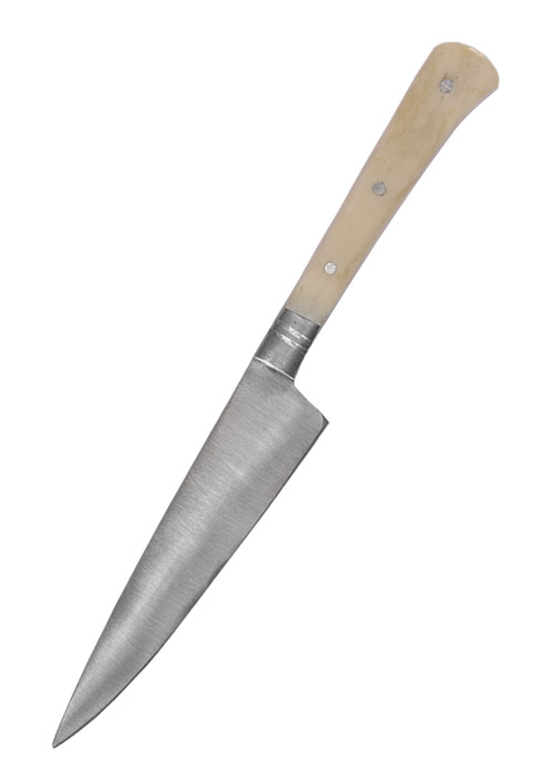 Essmesser mit Griff aus Knochen, 18 cm mit Scheide