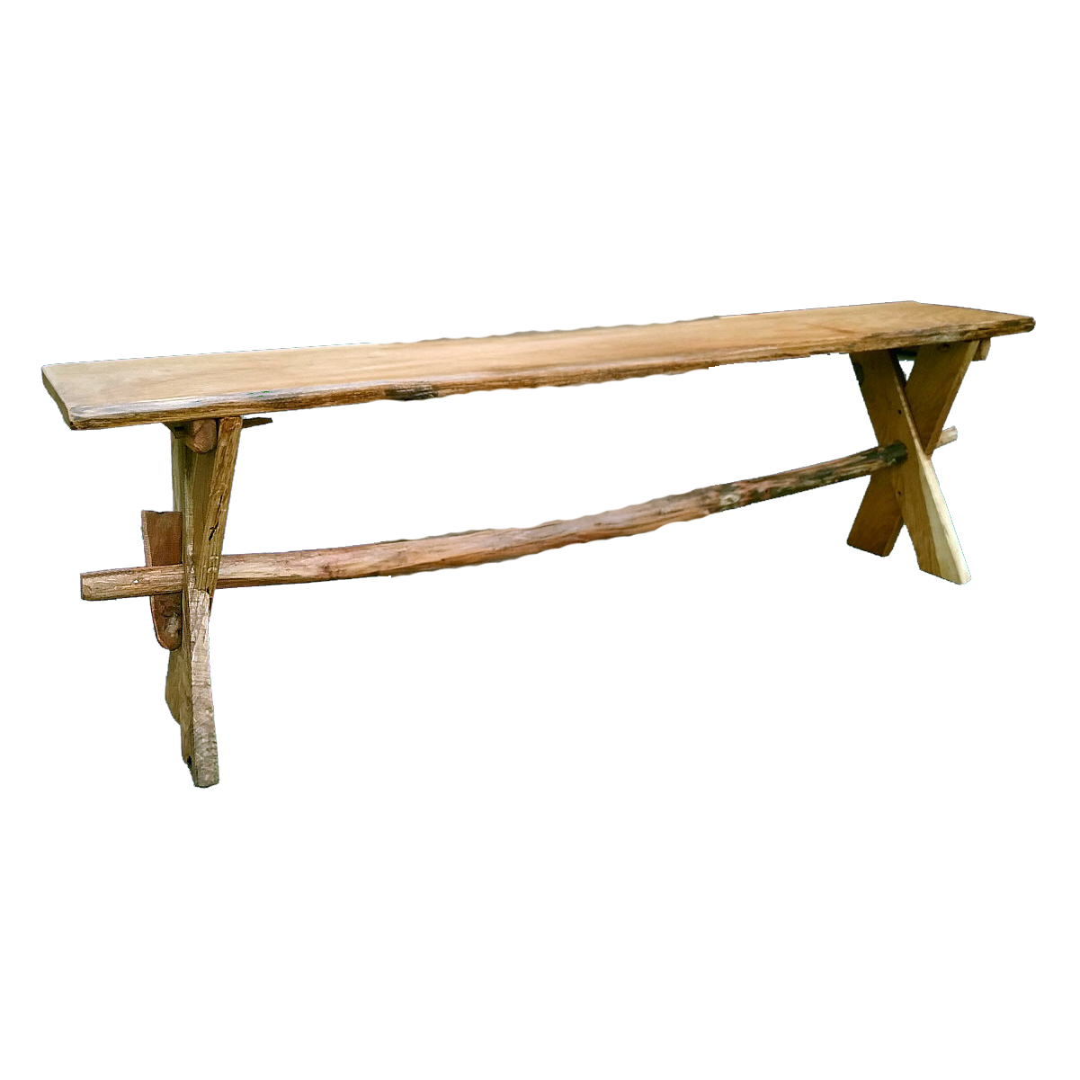 Mittelalterbank mit X-Beinen, massive Eiche, in XL: sitzfläche ca. 180cm Länge