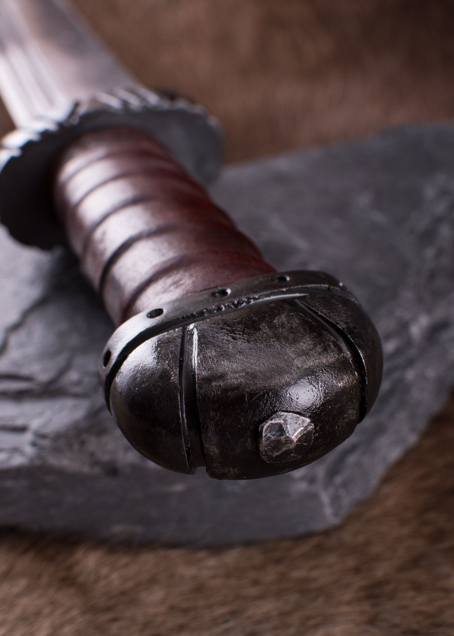 Wikinger-Langsax mit Ledergriff