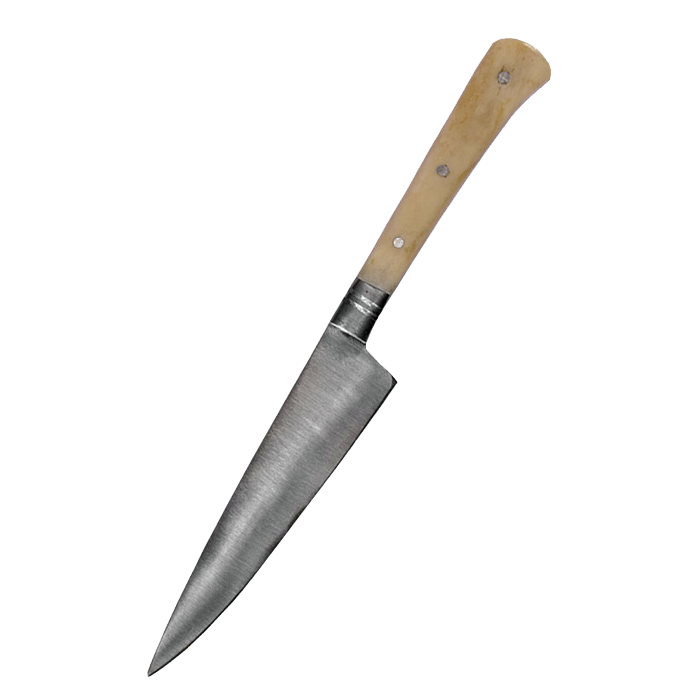 Essmesser mit Griff aus Knochen, 18 cm mit Scheide