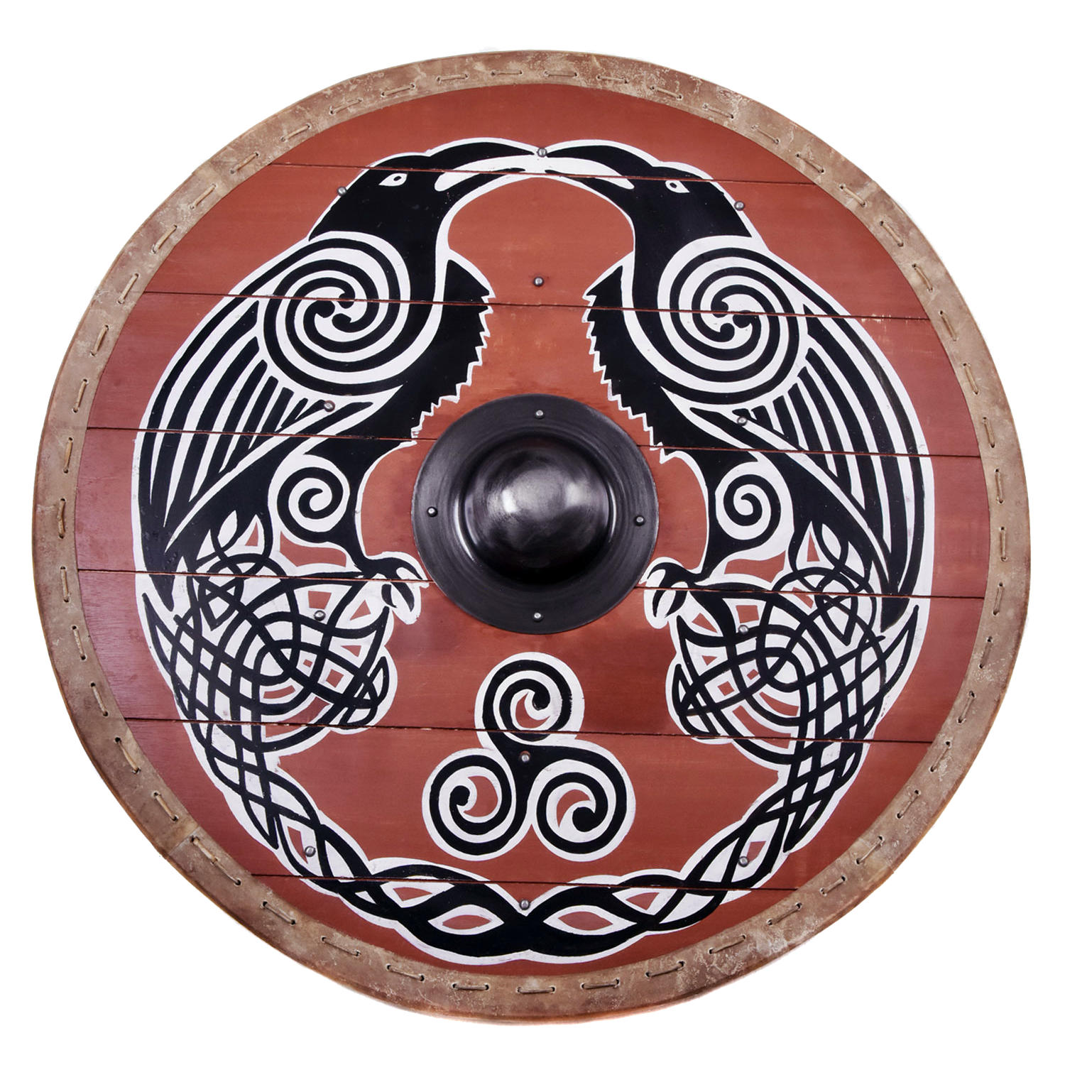 Wikingerschild 'Hugin & Munin' mit Rohaut-Umrandung, 80 cm