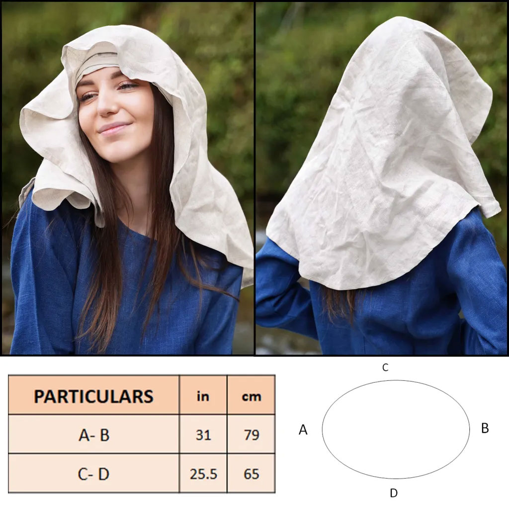 Mittelalter Schleier, Baumwoll-Leinen-Mischung Mittelalter Schleier, Baumwoll-Leinen-Mischung
