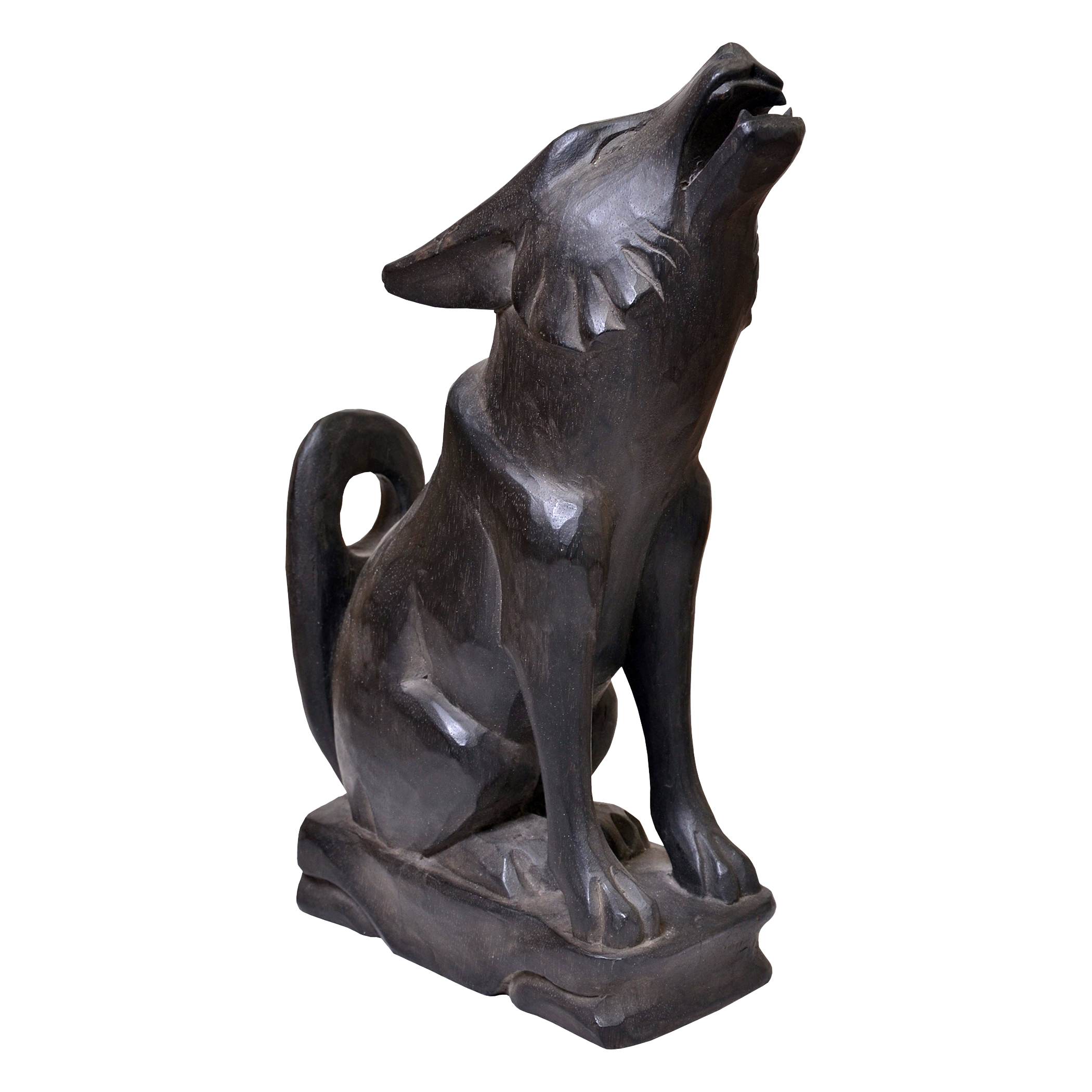 Wolf, Trinkhornständer aus Holz, schwarz