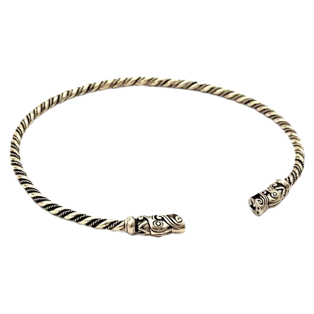 Halsring mit Drachenköpfen, nach Original von Gotland, massives 925er Sterling-Silber