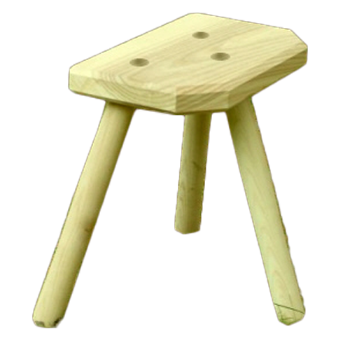 Einfacher Dreibeinhocker mit Steckbeinen, Eschenholz