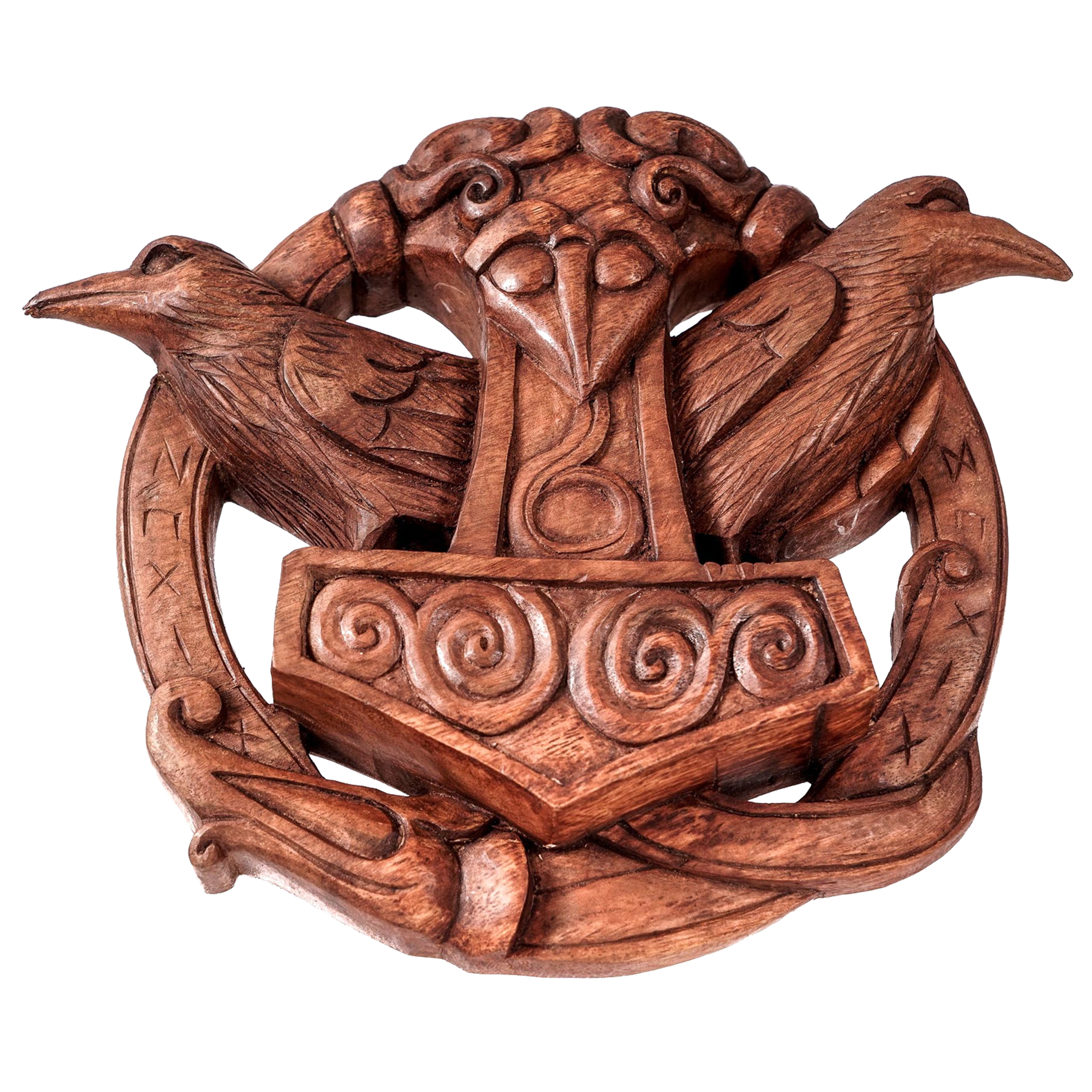 Wandschmuck Thorshammer mit Raben Hugin und Munin