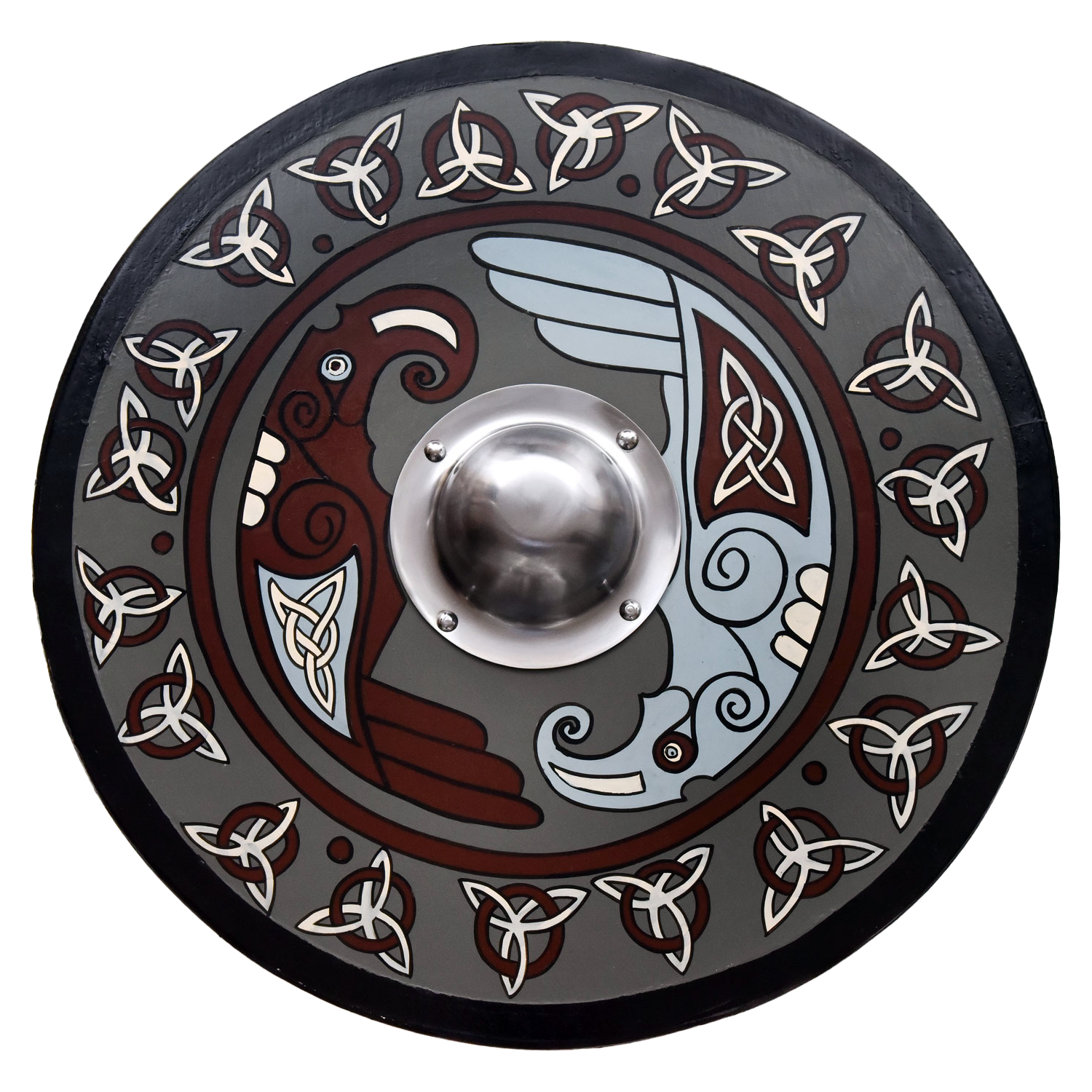 Wikingerschild mit Raben-Motiv und Triquetras, 61 cm