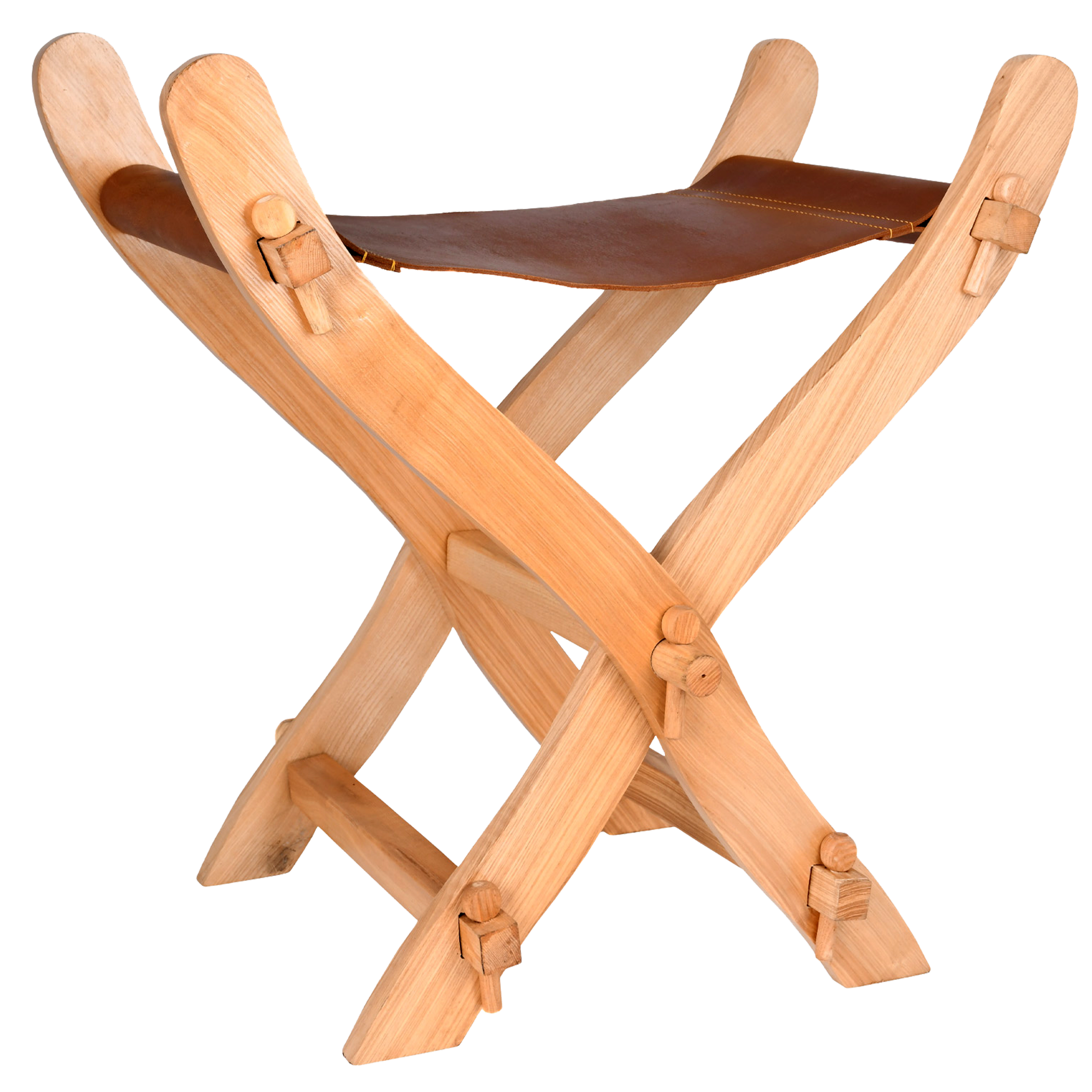 Mittelalter-Scherenstuhl mit Ledersitz