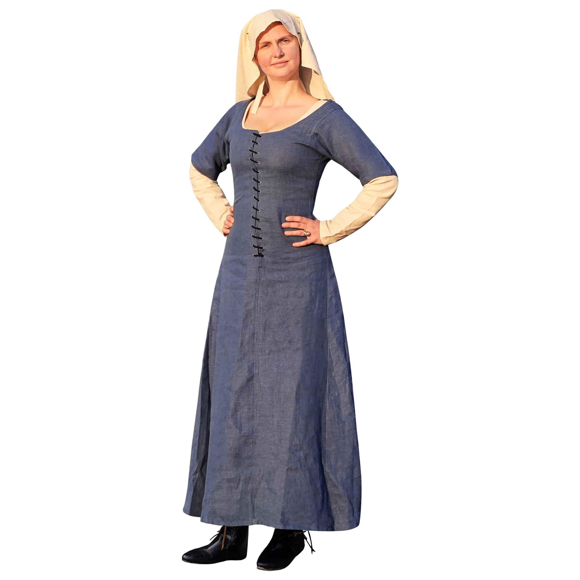 M- Bauerstochter Kurzarmkleid, 100% Leinen