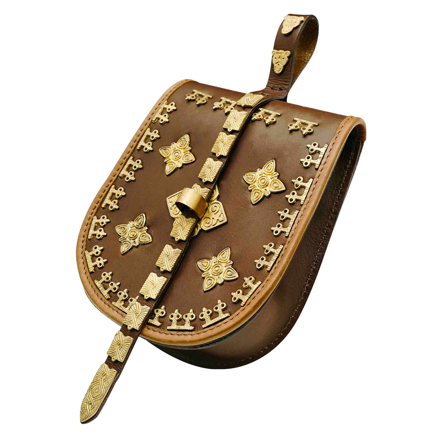 Birka-Tasche, mit aufwendigen Messingbeschlägen, nach Originalfund