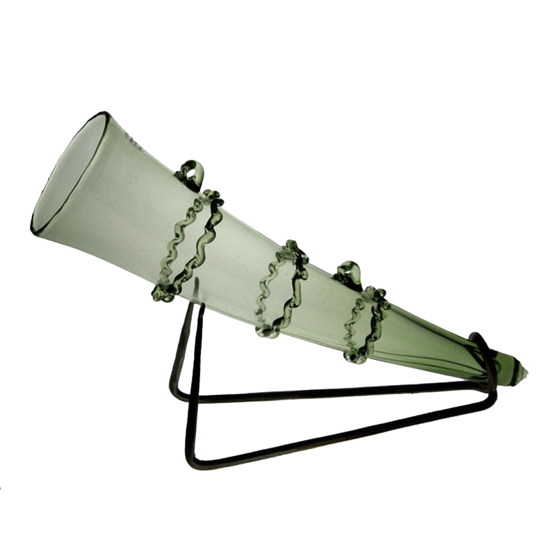 Glas-Trinkhorn, wahlweise mit schmiedeeisernem Halter