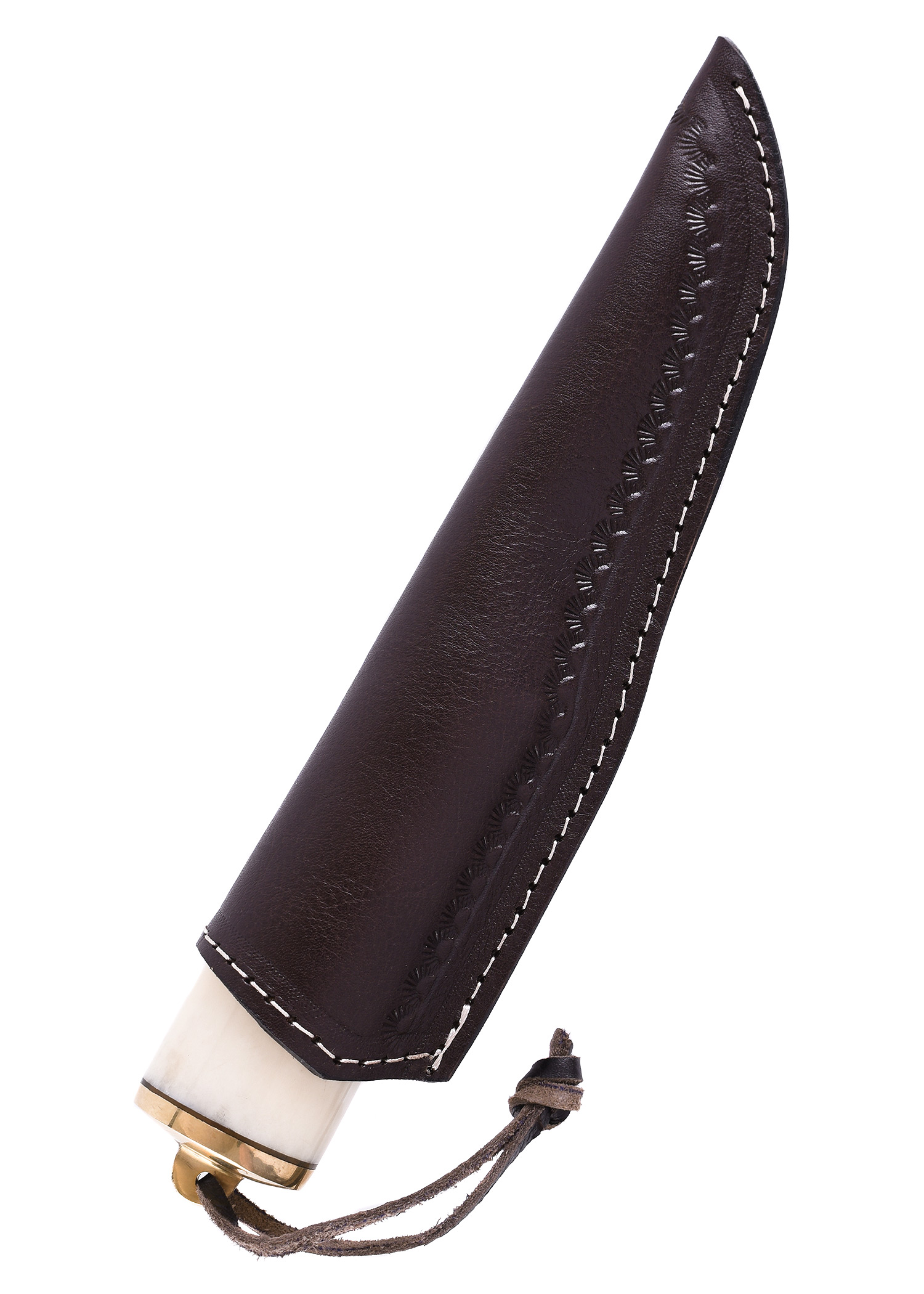Gebrauchsmesser mit Knochengriff u. Lederscheide