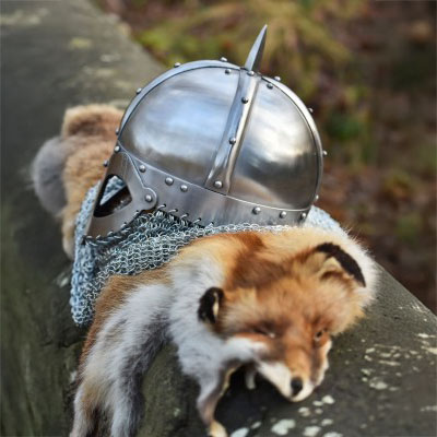 Wikinger Brillenhelm, mit Kettenbrünne, 2 mm Stahl