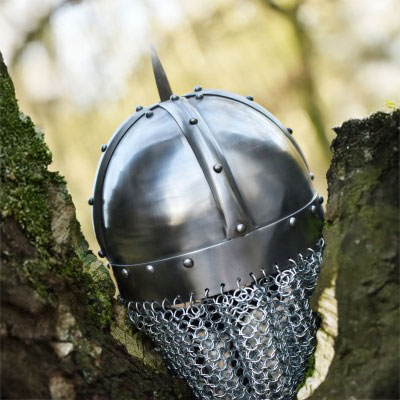 Wikinger Brillenhelm, mit Kettenbrünne, 2 mm Stahl
