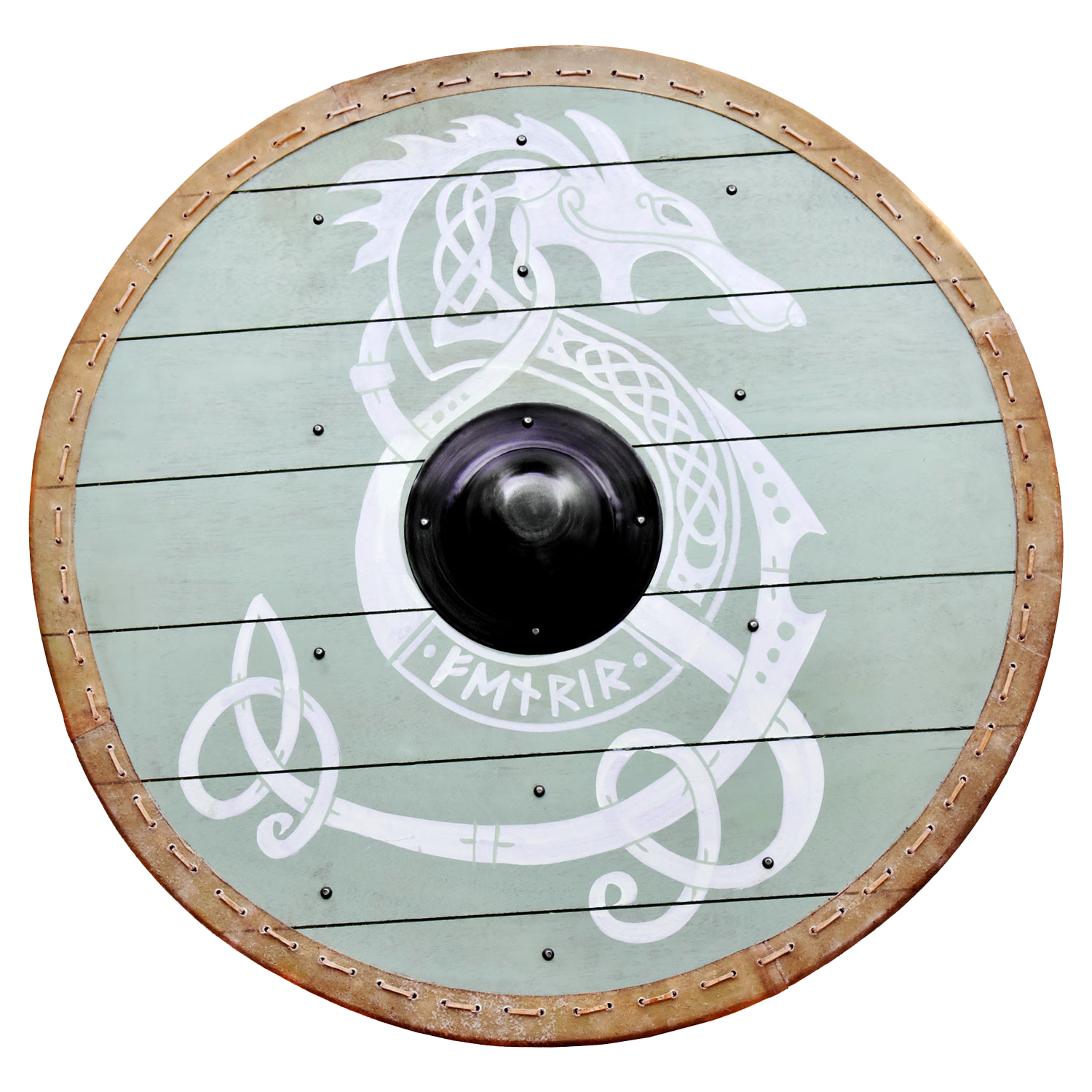 Wikingerschild 'Fenrir' mit Rohaut-Umrandung, 80 cm