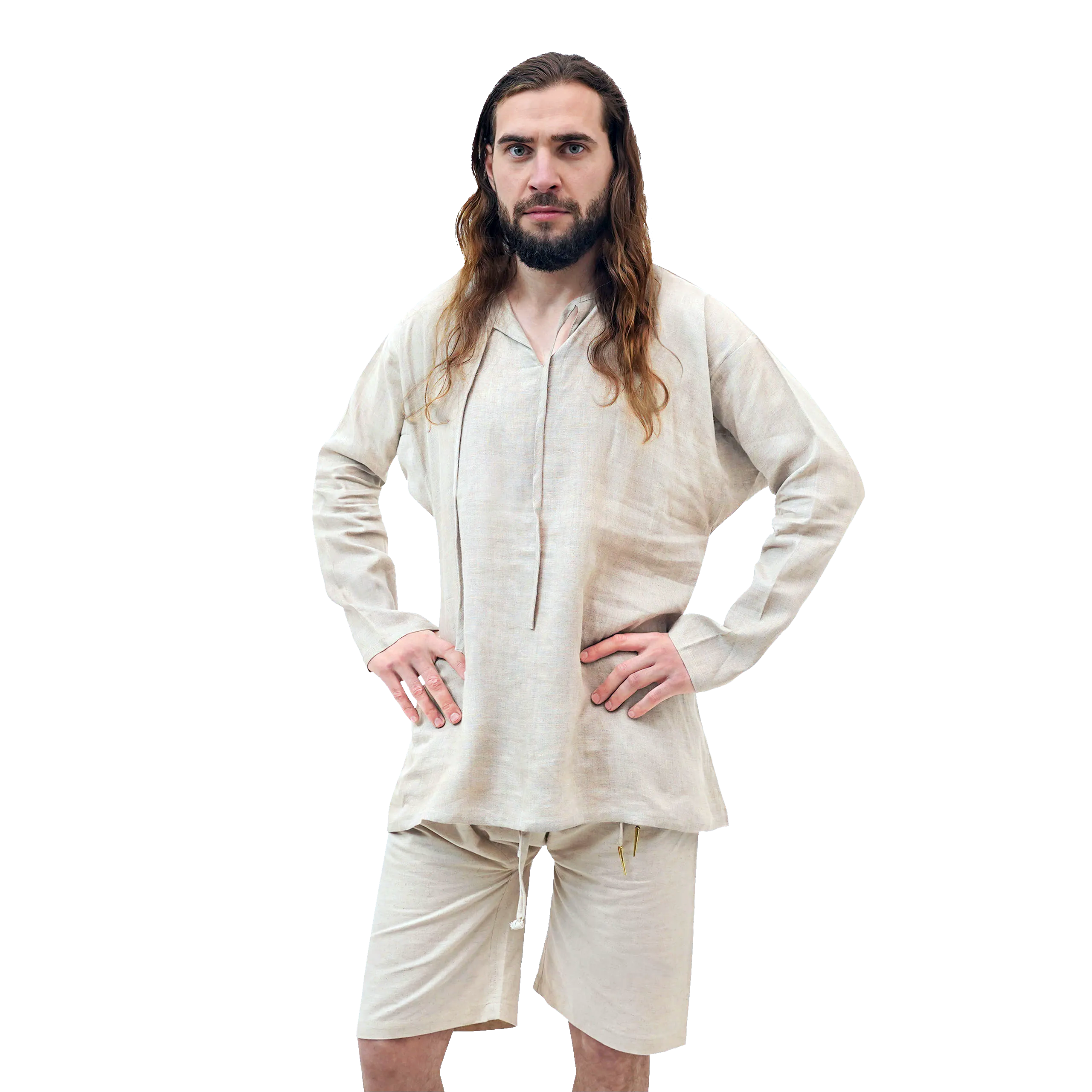 XXL- Mittelalterliche Tunika, aus Baumwolle und Leinen