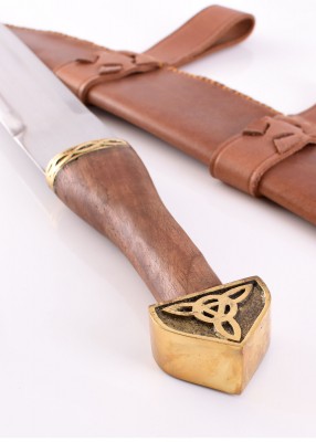 Wikinger-Sax mit brauner Lederscheide und Holzgriff