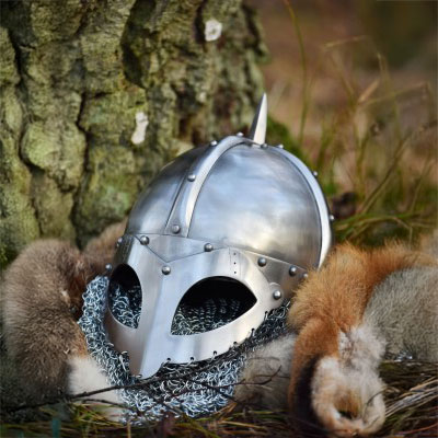 Wikinger Brillenhelm, mit Kettenbrünne, 2 mm Stahl